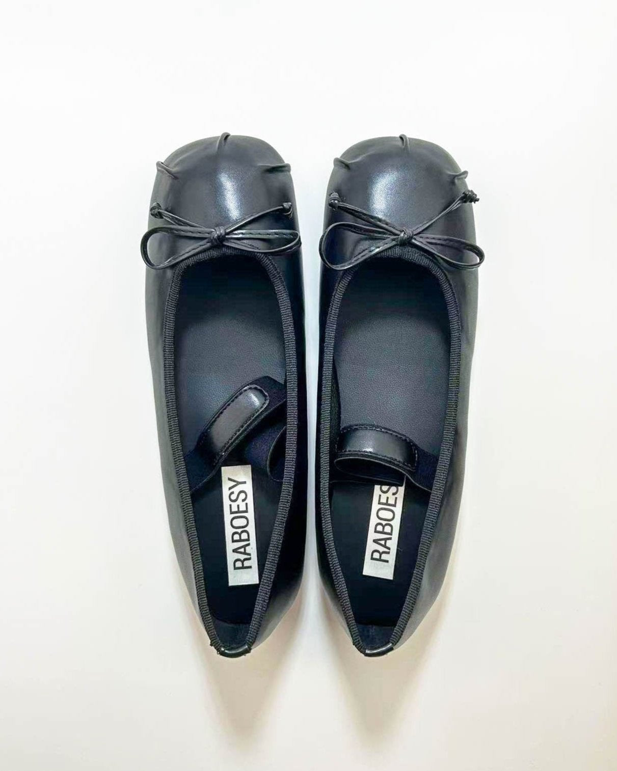 Satin Bow Tie Ballet Flats – Raboesy