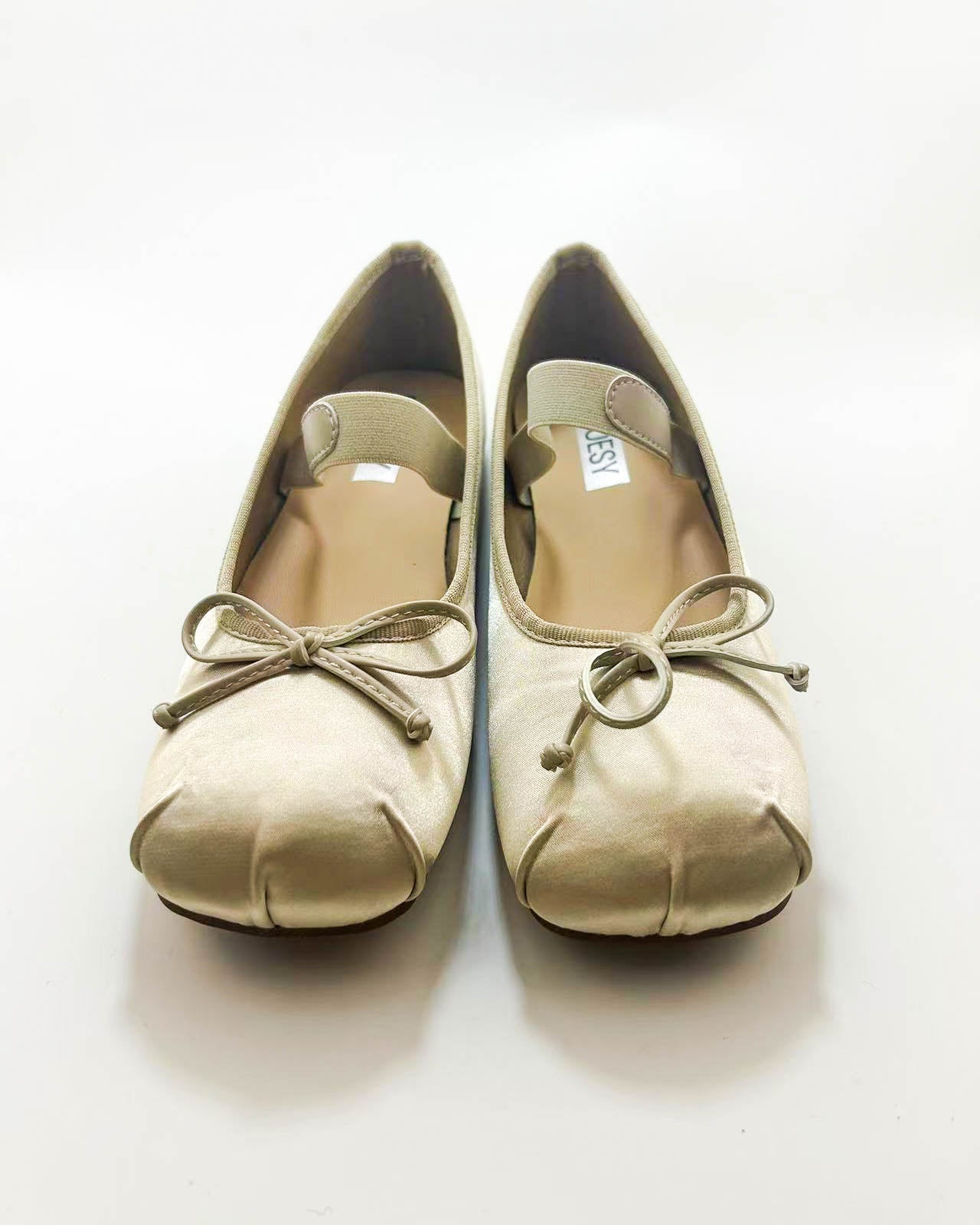 Satin Bow Tie Ballet Flats – Raboesy