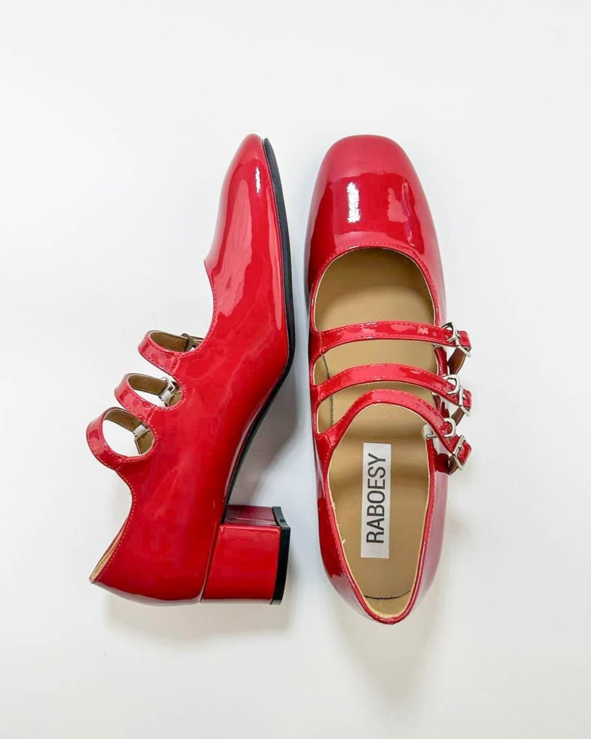 【Raucohouse】Ribbon twin buckle mary jane shoes Raucohouse