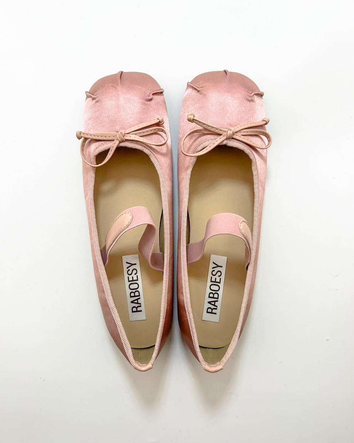Satin Bow Tie Ballet Flats – Raboesy